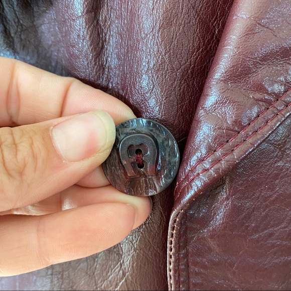 Vintage Etienne Aigner Leather Jacket Trench Wrap Coat Oxblood Burgundy 60s 70s - Picture 12 of 15